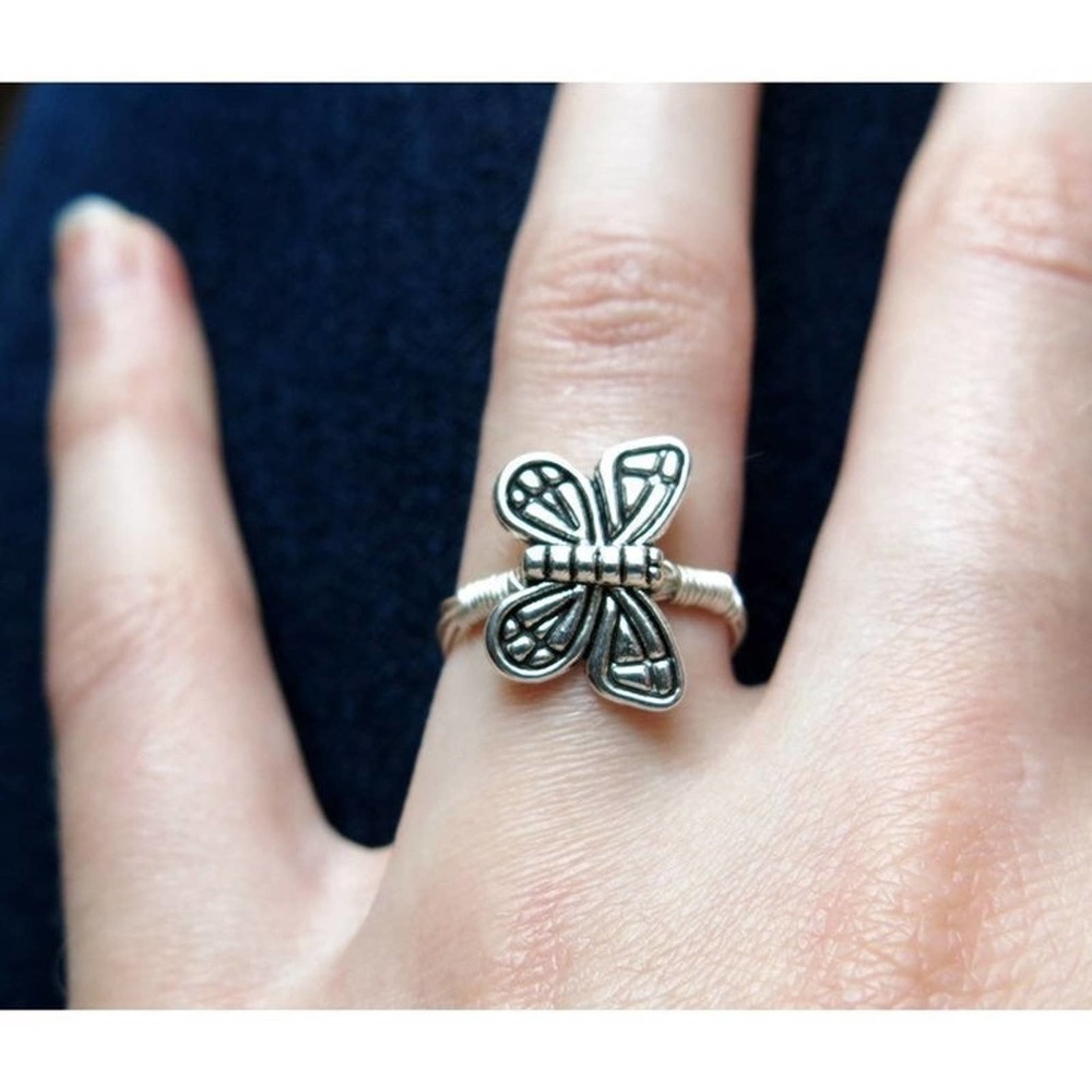 Silver Butterfly Ring - Size 4